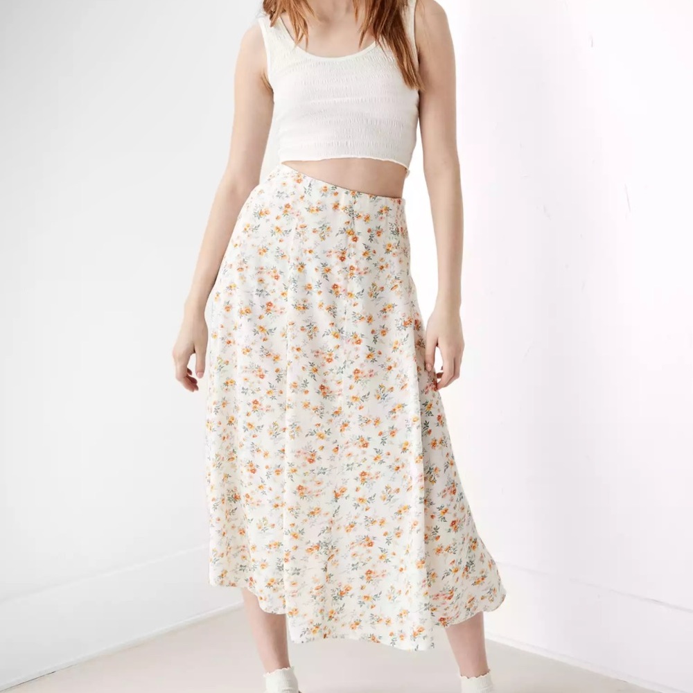 American Eagle Floral Midi Skirt